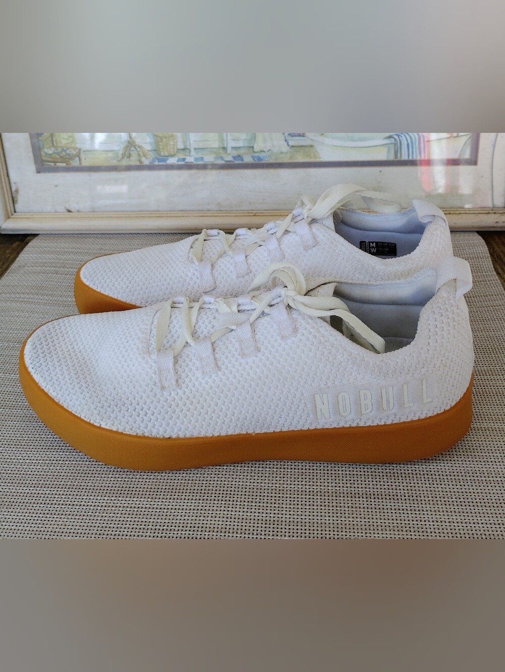 Unisex NoBull "Recs" Ivory White/Gum Low-Top Lace-Up Training Shoes. M 10.5/W 12